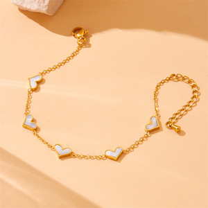 Heart Shape Gold Plated Stainless Steel Necklace Earrings <b>Bracelet</b> <b>Set</b> For Women Gift Jewelry Fashion Accessory - Product Image 3