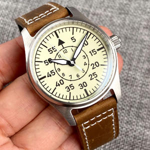 39mm 20bar Diver Vintage Pilote Montre Mécanique Hommes S NH35 movt <span class=keywords><strong>Crème</strong></span> Cadran Blanc Vert Super Lumineux Rétro Cadeau Horloge - Product Image 1