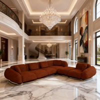 Ensemble de canapés sectionnels en tissu de luxe rembourrés d'éponge, forme en L moderne, meubles de salon pour villa