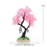 Ornement d'aquarium en forme d'arbre de cerisier artificiel avec base en céramique, plante aquatique simulée, décoration de l'aquarium