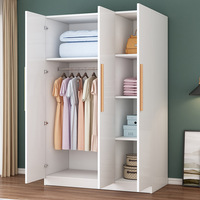 Armoire moderne nordique à 4 portes en bois massif, design autoportant et montage simple pour le rangement des vêtements dans la chambre