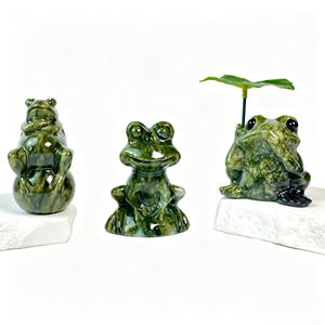 Figuras Decorativas de Animales Talladas en Jade Verde Natural al por Mayor: Rana, Elefante, Hipopótamo, para Decoración <span class=keywords><strong>y</strong></span> Regalos - Product Image 5
