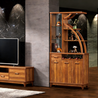 Meuble à vin en panneaux de fibres à densité moyenne, cloison incurvée, nouveau style chinois de luxe léger, porte-vin, rangement pour vin et objets décoratifs
