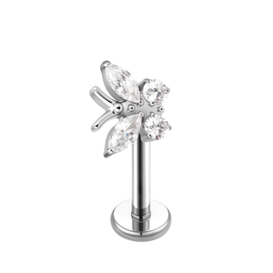 Pendientes Colgantes de Zirconia Personalizados, Hipoalergénicos, de <span class=keywords><strong>Titanio</strong></span>, para Cartílago, Labret, Tragus, Joyería para <span class=keywords><strong>Piercing</strong></span>, Oro de 24K, para Boda - Product Image 6