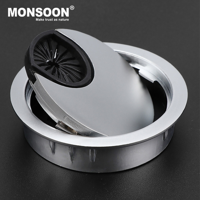 Modern 35-80mm Rubber Brush Zinc Alloy Round Desk Grommet Cable Box Wire Hole Cover for Home Office & Hotel Computer Table