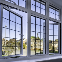 Ventanas de Aluminio con Rotura de Puente Térmico Hechas a Medida, con Vidrio de Doble Acristalamiento, Insonorizadas, con Patrón de Rejilla, para Exteriores de Casas y Villas