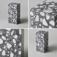 Socle moderne en pierre terrazzo noir et blanc pour plante haute, idéal pour salon, chambre, appartement, décoration intérieure, personnalisable