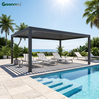 Pergola cantilever en aluminium au design moderne, toit à lames orientables imperméable, gazebo pergola da esterno pour ombrage au bord de la piscine