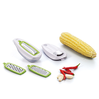 Handmatige, eenvoudige, mini multi-corn peeler, kaas-, knoflook- en gemberrasp met roestvrijstalen messen voor dagelijks gebruik