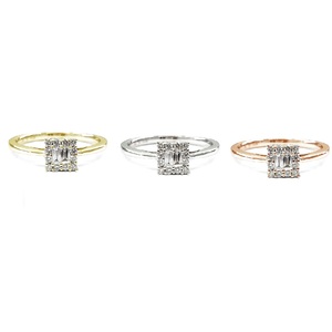 Hong Kong Drop Shipping bonne qualité personnalisé 18k solide or blanc véritable diamant princesse mince cluster anneaux pour femme fiançailles - Product Image 4