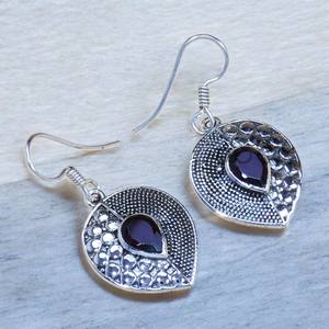 Boucles d'oreilles en pierres précieuses grenat faites à la main en argent Sterling 925 beaux bijoux fins pour les femmes boucles d'oreilles en argent en gros - Product Image 1