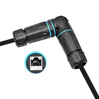 Connecteur RJ45 en nylon étanche IP68, adaptateur Ethernet Cat6 à angle droit de 90 degrés, montage sur panneau, coupleur femelle