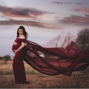 Mujeres maternidad elegante vestido fuera del hombro Maxi embarazo fotografía vestidos <span class=keywords><strong>para</strong></span> sesión de fotos - Product Image 5