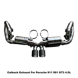 Échappement Catback Vortex SS304 avec soupapes et doubles sorties noires pour Porsche 911 991 GT3 4.0L 2014-2019 – Kit de performance Bolt-On - Product Image 1