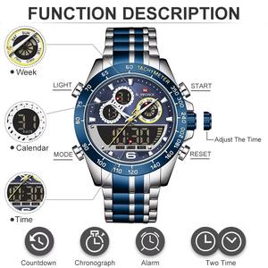 Drioshipping Moda Hombre Pantalla dual Reloj de pulsera digital Acero inoxidable Pantalla LED Reloj de pulsera Relojes de cuarzo para hombres - Product Image 3