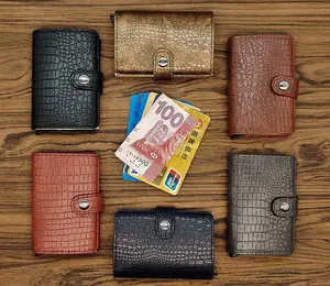 Dompet RFID Pria Saku Depan Minimalis, Kapasitas Besar Eropa Murah Lipat Tiga Dompet Pop Up, Kantong Kartu Kredit