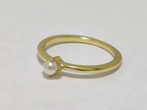 Bijoux Minimalistes Perle D'eau Douce Ronde <span class=keywords><strong>Solitaire</strong></span> 1 Gramme Or 9K Petite Filles Bagues Style Simple <span class=keywords><strong>Prix</strong></span> - Product Image 6