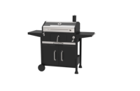 Barbecue fumoir à charbon de bois portable d'extérieur robuste en fer noir thermolaqué, pliable et réglable en hauteur, pour plus de 5 personnes