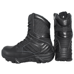 <b>Black</b> <b>Men</b> Tactical <b>Boot</b> Ankle Outdoor Training Shoes Lace Up Side Zipper Anti Slip Waterproof Quick Dry - Product Image 1