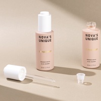Flacon compte-gouttes à bouton poussoir 50 ml, emballage de sérum, flacon cosmétique en verre mat doux au toucher, flacon d'huile capillaire avec compte-gouttes noir