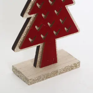 شجرة عيد الميلاد الخشبية الرائعة ديكور الطاولات تزين المنزل بريق الذهب ديكور كبير / صغير