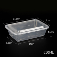 500ml - 750ml Boîte à lunch en plastique jetable Design rectangle moderne Récipient à emporter avec couvercle en PP moulé par injection micro-ondable