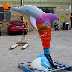 Kleurrijk beschilderd dolfijnensculptuur van glasvezel, <span class=keywords><strong>aquarium</strong></span> themapark decoratie, decoratie voor maritieme attractieparken - Product Image 5