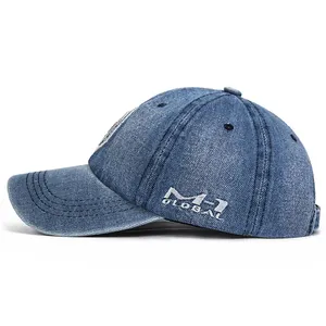 Toptan 6 Panel yıkanmış baba şapkası düz pamuk Jean beyzbol şapkası 6-panel şapka % 100% pamuk baskılı Unisex ortak yetişkinler görüntü