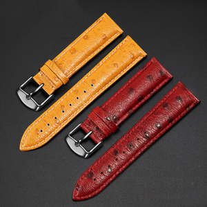 Bracelet de montre en cuir véritable motif autruche OEM personnalisé avec fermoir déployant papillon et boucle ardillon, 18mm 20mm 22mm 2 - Product Image 2