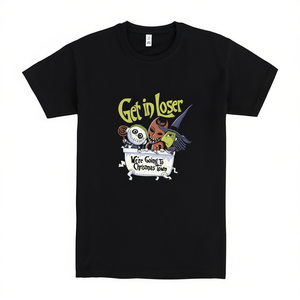 Maglietta promozionale da uomo nera taglia M con scritta 'Get In Loser Halloween' - Product Image 2