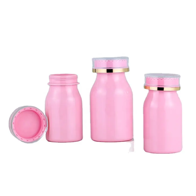 Botella de plástico vacía rosa con tapa de tornillo, caja de almacenamiento de polvo sólido, contenedor portátil y duradero rellenable, disponible