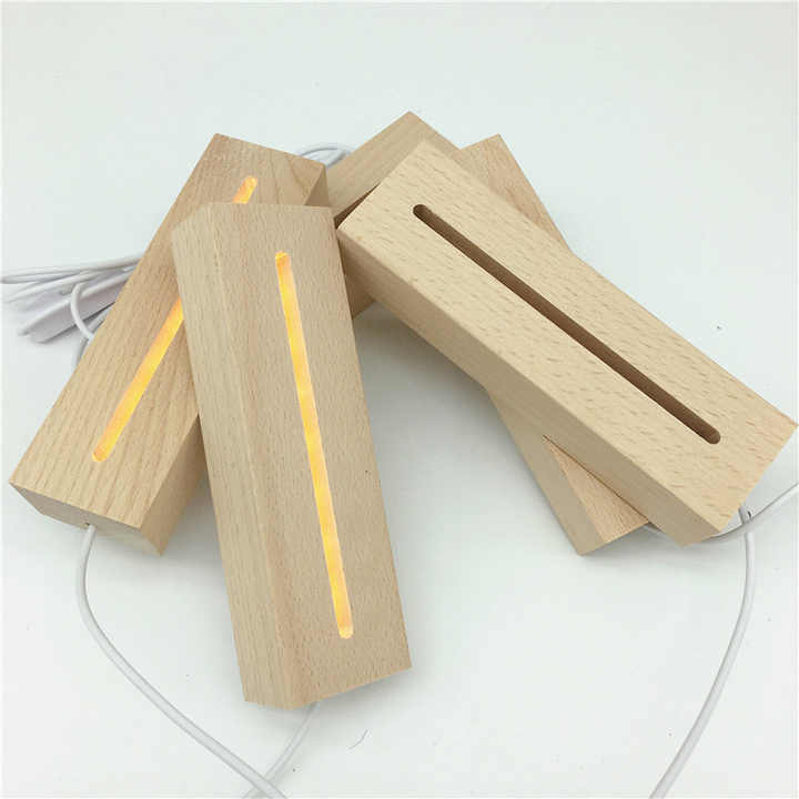 Rectangle LED Light Display Base Wooden Stand Lasers Crystal Glass ...