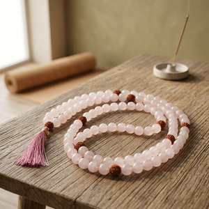 Jap Mala Religioso de Ágata Tallado y Grabado con Rudraksha - Product Image 3