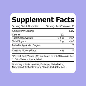 Hot Selling Grape Burst Flavour <b>Creatine</b> Gummies with <b>Creatine</b> Monohydrate Supports Improves Absorption Rates In the Body - Product Image 2