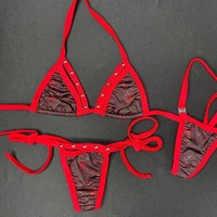 Huili Oem Hoge Kwaliteit Micro Badmode Fabrikant Vrouwen String Veters 3 Stuk Klinknagel Strandkleding Custom Designer Bikini 'S Sets