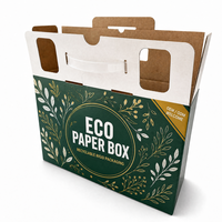 Boîte d'emballage personnalisée vert foncé avec poignée, motif feuille dorée, pour présentation de collections de cadeaux et vente au détail