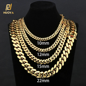 Cadena Cubana Miami NUOYA Personalizada de 10/12/15/19/22mm para <span class=keywords><strong>Hombre</strong></span>, Chapada en <span class=keywords><strong>Oro</strong></span> de 18K, Joyería Hip Hop, Cadenas Cubanas al por Mayor - Product Image 1
