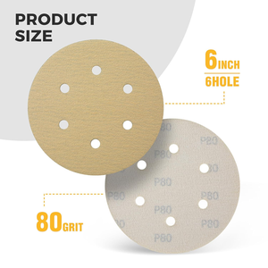 سفن أمريكية محلية شحن مجاني 24 ساعة الولايات المتحدة الأمريكية 50 في 6 بوصة 6 ثقوب أقراص الصنفرة 80--ورق صنفرة أكسيد الألومنيوم الحصى - Product Image 2