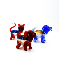 Figurine décorative personnalisée de Murano en verre soufflé à la main feuille d'argent colorée artisanale ours chien chat éléphant Figurine statut vente en gros