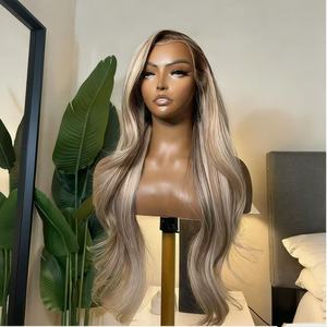 Perruque en cheveux humains 13*6 HD Lace Ash Blonde Ombre Transparent Lace Front, Vente en gros, Perruques Blende Wave 100% Cheveux Humains - Product Image 1