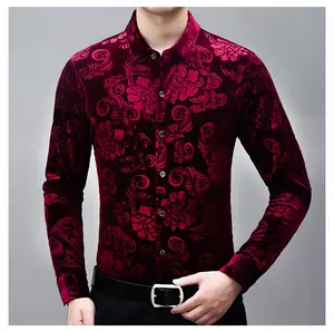 चमकीले रंग मुद्रित mens पार्टी पहनने शर्ट pleuche स्लिम पुरुष लंबी आस्तीन आकस्मिक शर्ट और सांस 474437