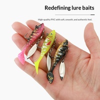 Leurre souple artificiel bionique multi-couche pour la pêche au bar avec hameçons pour rivière, lac et ruisseau