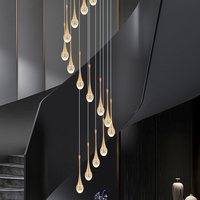 Lustre Duplex Lumière Luxe Cristal Art Designer Hôtel Lobby Villa Salon Loft Appartement Escalier Lustre LED Verre
