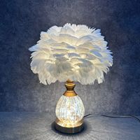 Lampe de table en plumes de style vintage pour la chambre des filles, éclairage romantique au chevet, lampe en plumes