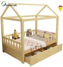 Cama Infantil Moderna y Elegante de Madera de Pino Maciza con Diseño de Casa de Árbol, con Almacenamiento, Tamaño King, Diseño Tatami para Alojamiento y Desayuno - Product Image 5