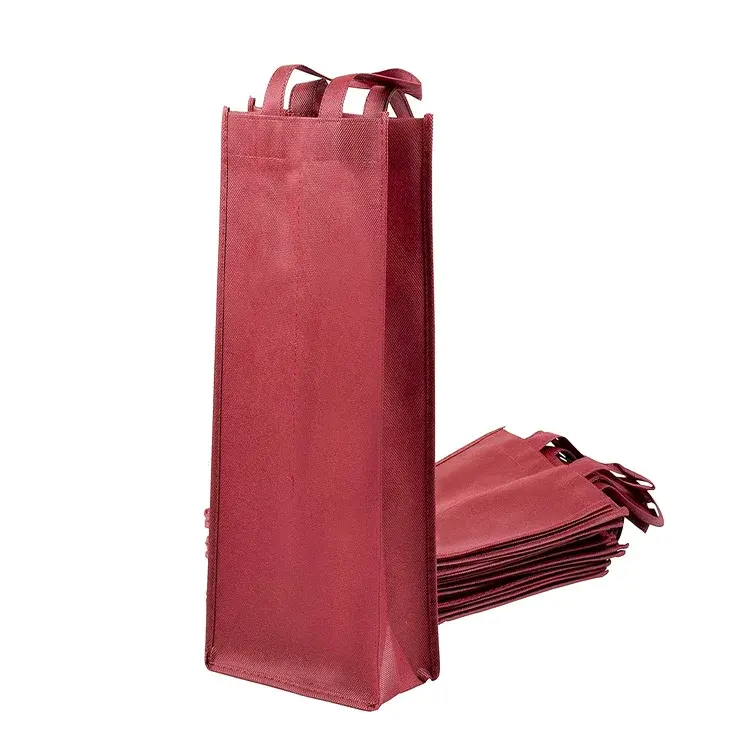 गैर बुना सामग्री टोटे बैग विज्ञापन बैग सस्ते कस्टम रेड वाइन उपहार बैग