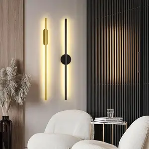 Moderne Eenvoudige Woonkamer Slaapkamer Bed Lineaire Wandkandelaar Lampen Up Down Achtergrond Tegenovergestelde Lichtgevende Zwart Led Wandlampen