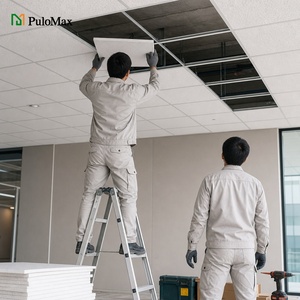 Pannello Acustico in Lana Minerale Leggera, Classe <span class=keywords><strong>A</strong></span> Ignifuga, Isolamento Acustico 33, Griglia per Soffitto Artistica Moderna Bianca 600x600mm - Product Image 5