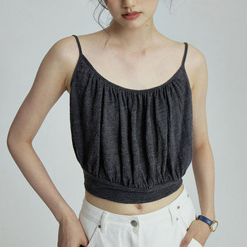 Weshallo Wholesale Summer 100% Wool Vest Cropped Shoulder Strap Camisole for Women