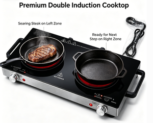 Cuisinière infrarouge portable 1800W à double brûleur, cuisinière électrique à 2 brûleurs avec commandes à bouton pour tous types d'ustensiles de cuisine - Product Image 3